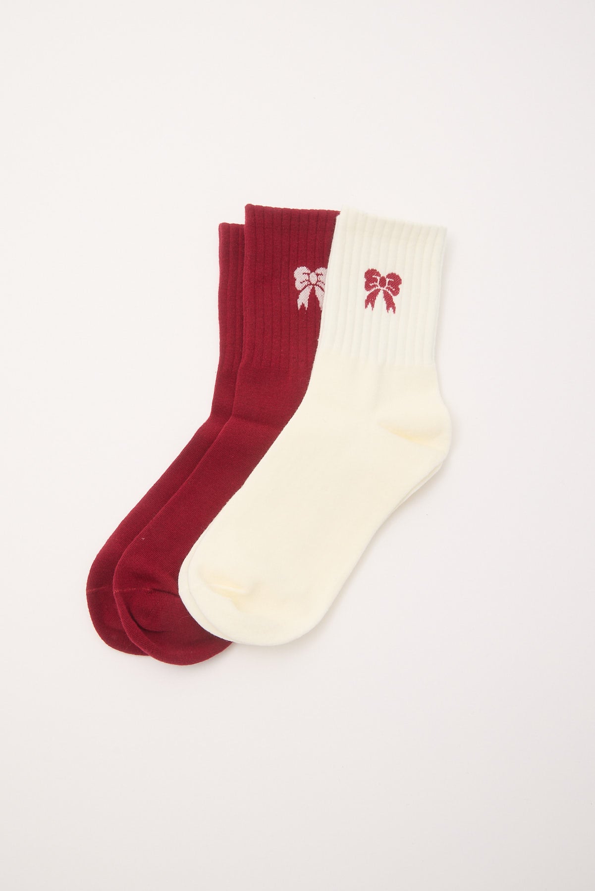 Token Elegant Bow Socks 2 Pack Red/Cream